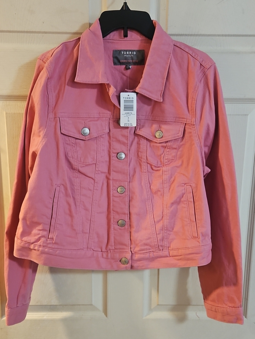 TORRID PINK DENIM TRUCKER JACKET: WILD ROSE: NEW WITH TAGS: SIZE 0 (L)